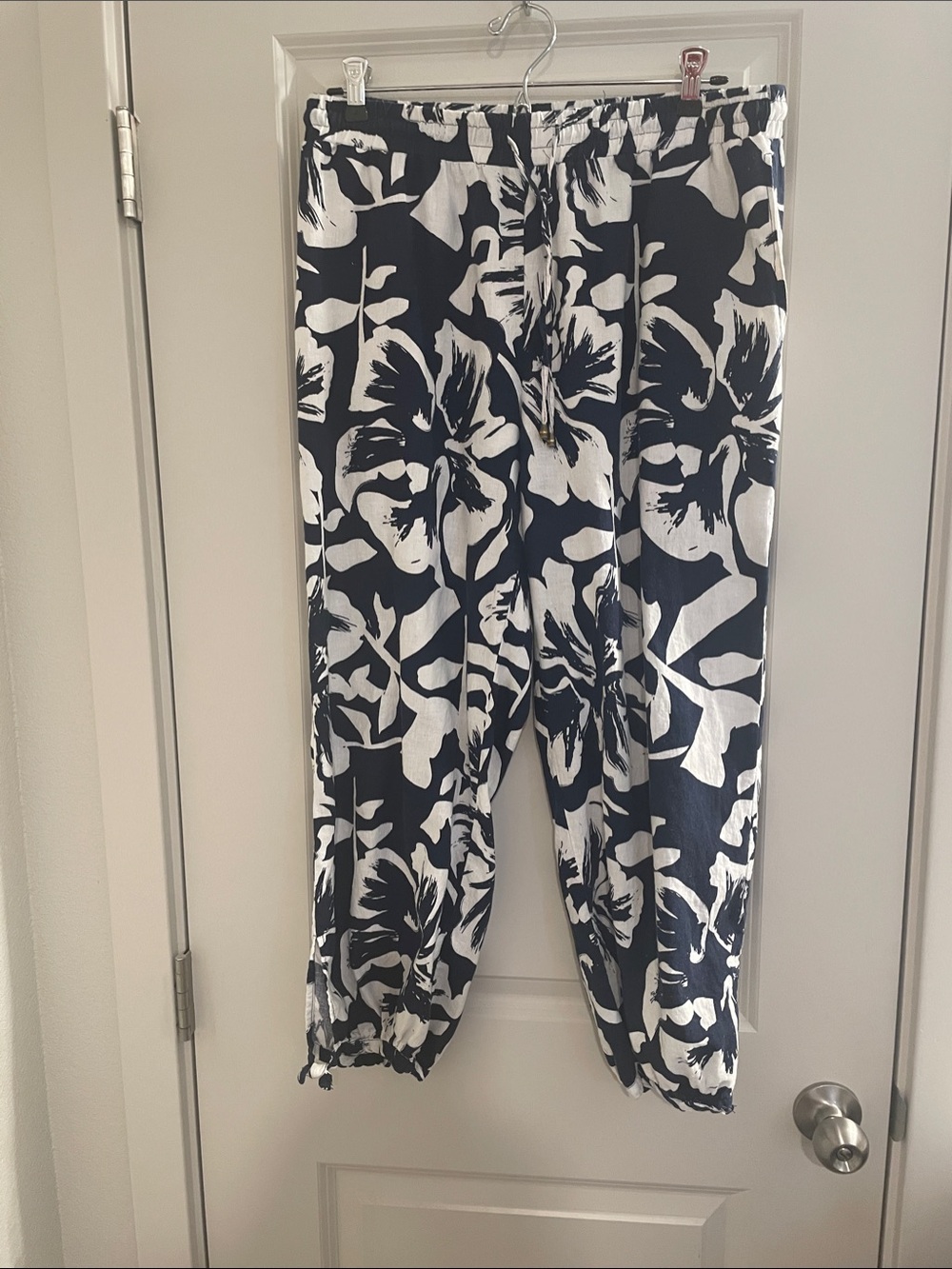 Calypso St. Barth Navy and White Floral Capris